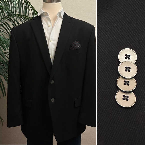 MICHAEL KORS MENS SPORT COAT SIZE 50 BLACK BLAZER POLY BLEND SUIT JACKET